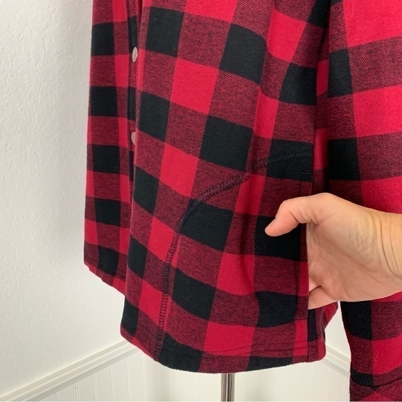 Orvis Buffalo Check Fleece Lined Shacket Shirt Size Large Lined Pockets - Picture 9 of 17